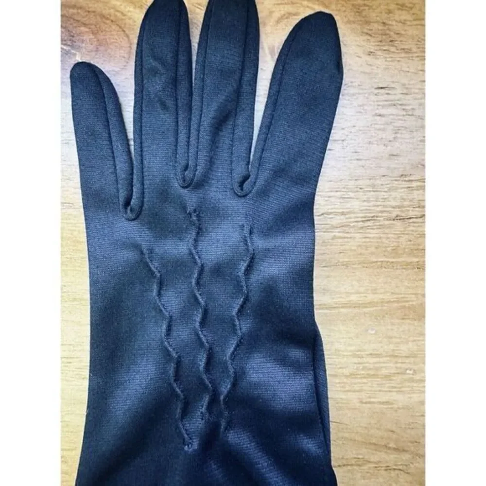Vintage‎ Ladies Black Gloves Detail Ruching Size S